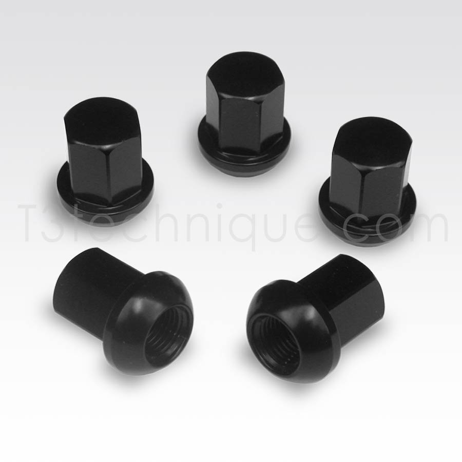 R14 Large Ball Seat Black Steel Lug Nuts T3 Technique